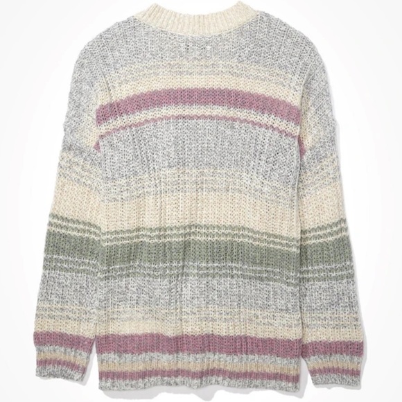 Women’s American Eagle Multi-colored Oversized Striped Crew Neck Sweater Size S - Picture 4 of 9